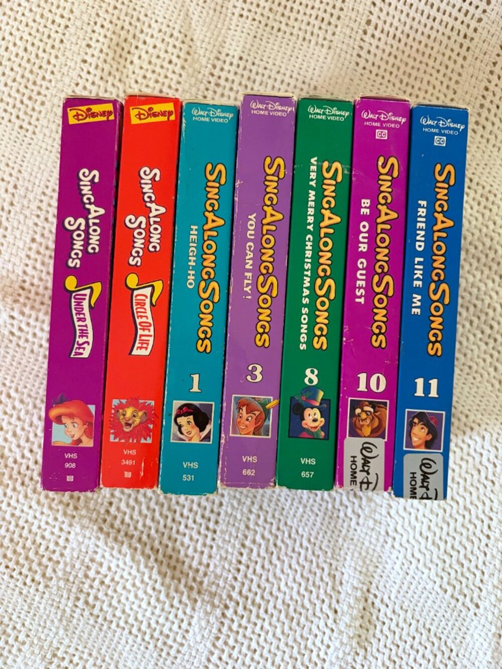 Seven VHS Tapes of Disney SingAlong Songs